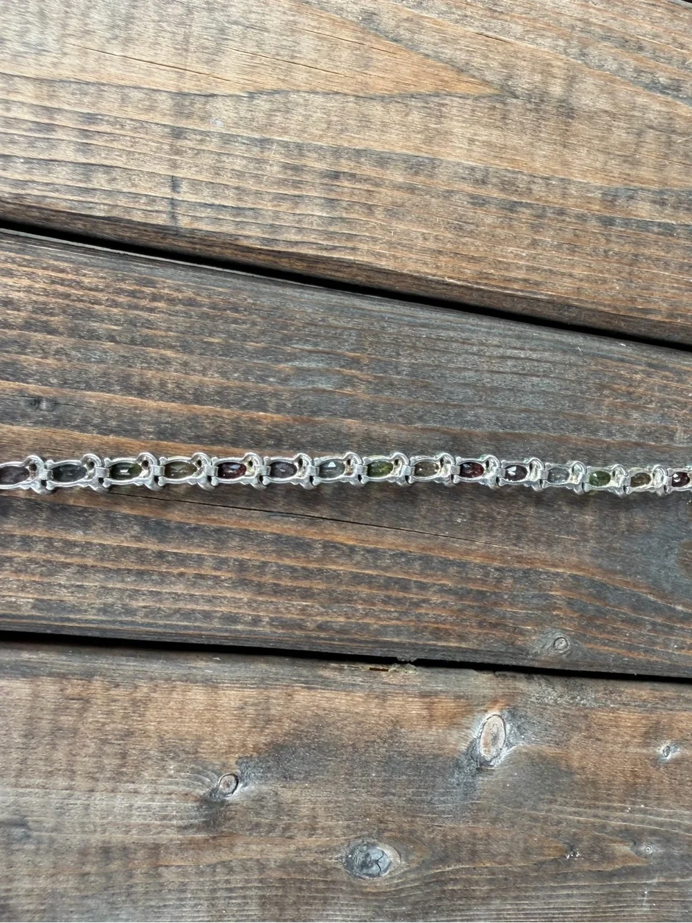 Multicolor Color Tennis Bracelet Sterling Silver Vintage 7”